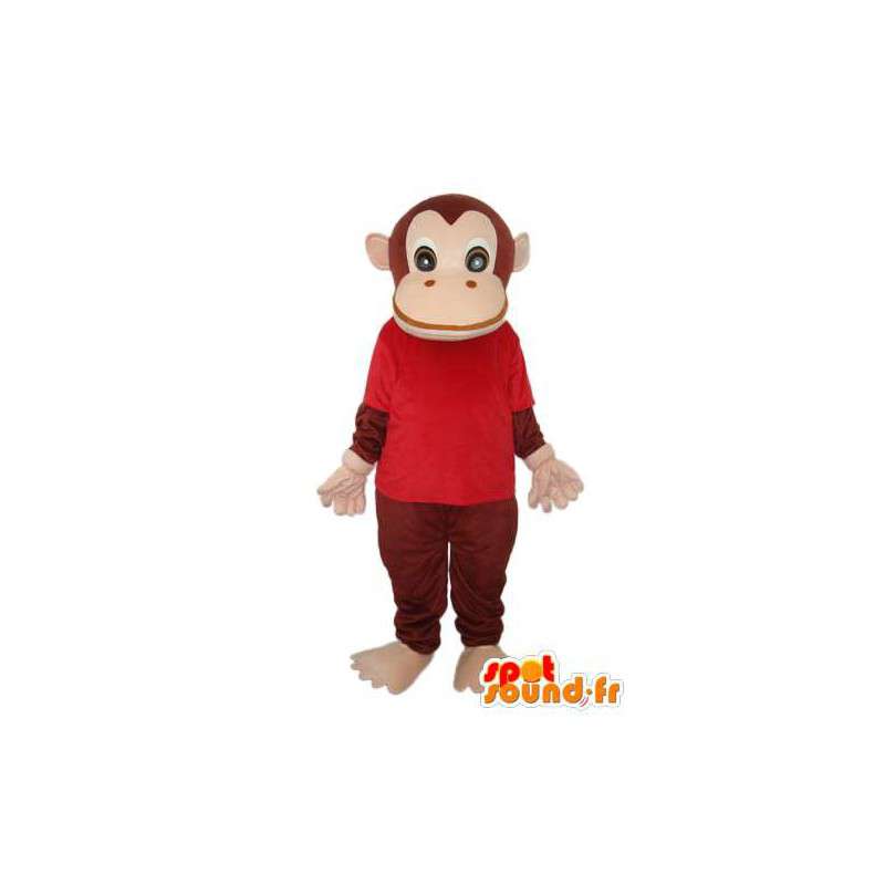 Mono marrón mascota traje rojo - traje del mono - MASFR003788 - Mono de mascotas