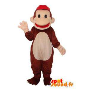 Brown monkey mascot, red hat - Monkey costume - MASFR003790 - Mascots monkey