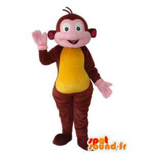 Apina maskotti ruskea keltainen ja pinkki - apina puku - MASFR003802 - monkey Maskotteja