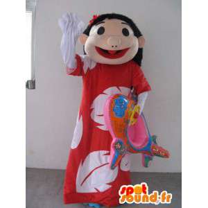 Hawaiian Princess Mascot - Flower Beach Costume - Spotsound