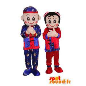Couple de mascottes de personnage BD en kimono japonais  - MASFR003812 - Mascottes Homme
