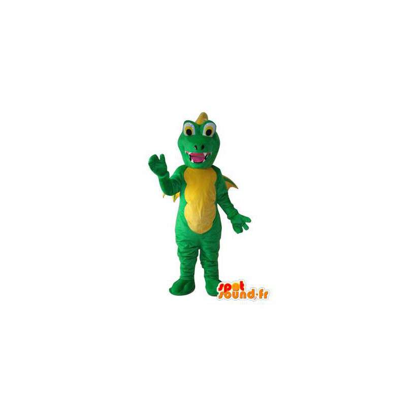 Grön och gul drakmaskot - drakdräkt - Spotsound maskot