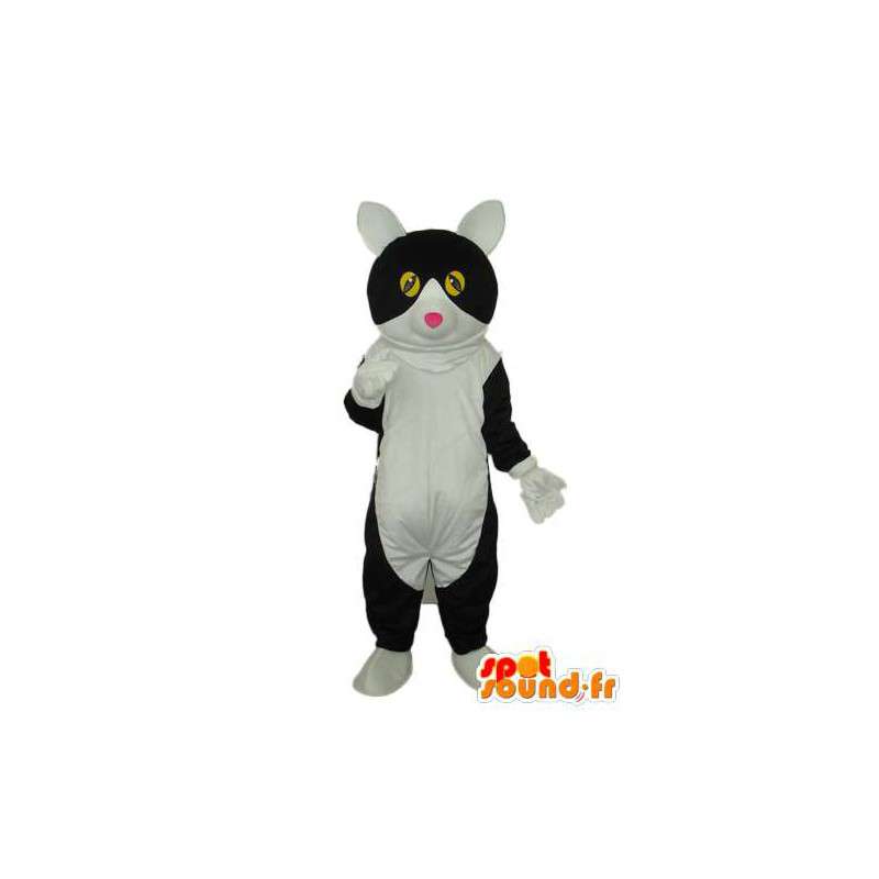 Hvit katt maskot og svart - katt kostyme teddy - MASFR003819 - Cat Maskoter