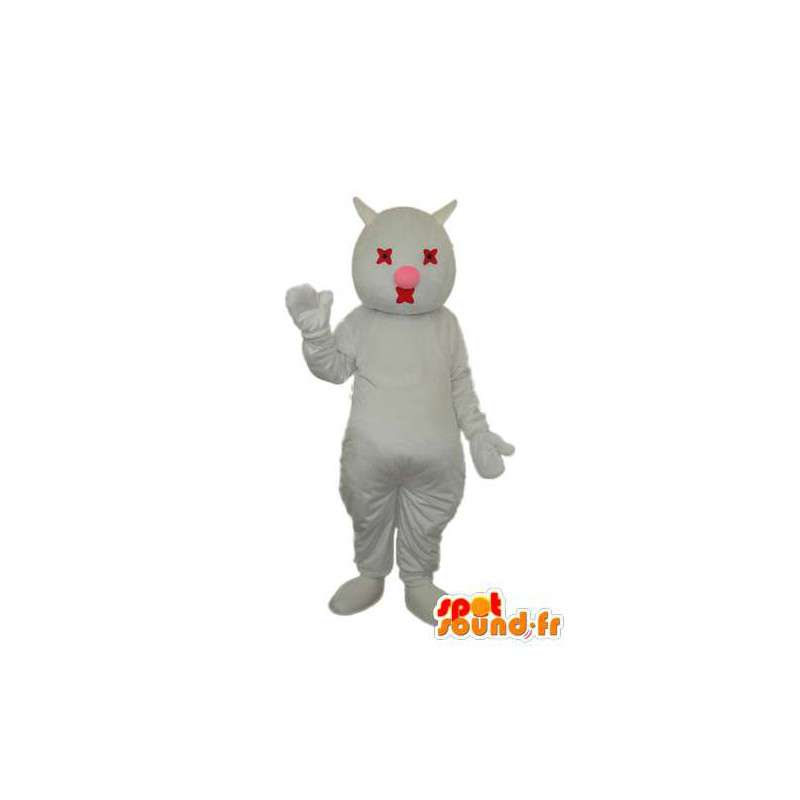λευκό μασκότ χοίρων - Λευκό χοίρων κοστούμι - MASFR003821 - Γουρούνι Μασκότ