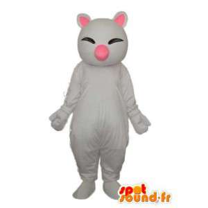 Hvit Mascot med skjeve øyne - Hvit Suit  - MASFR003822 - Cat Maskoter