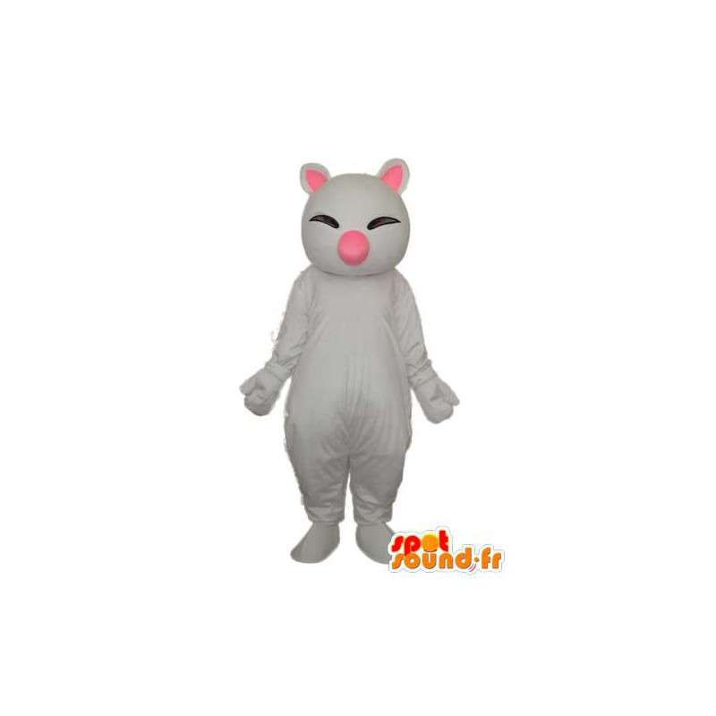 Mascot branco com olhos oblíquos - Terno Branco  - MASFR003822 - Mascotes gato