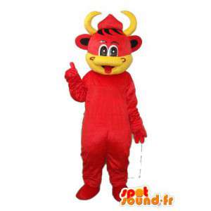 赤と黄色の子牛のマスコット-赤の子牛の衣装-MASFR003840-牛のマスコット