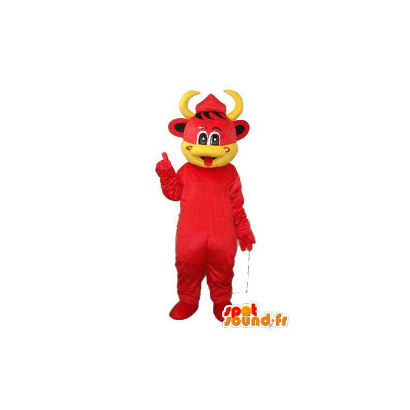 Mascotte de veau rouge et jaune - Costume de veau rouge - MASFR003840 - Mascottes Vache