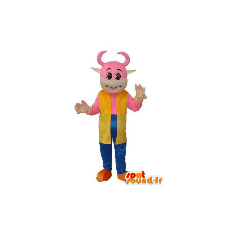 ταύρος μοσχάρι ροζ κοστούμι - ροζ κρέας μεταμφίεση - MASFR003841 - μασκότ Bull