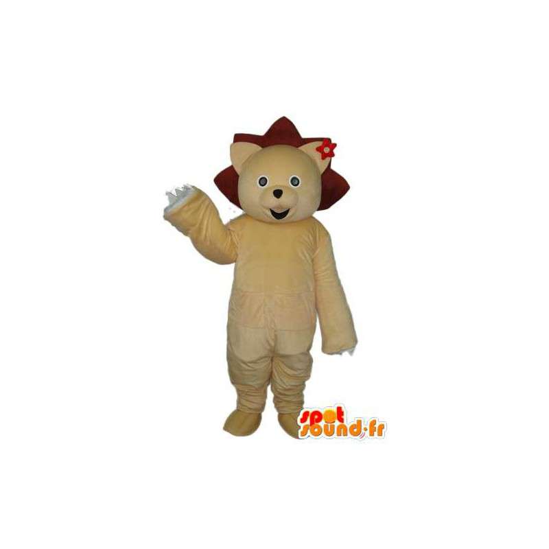 Mascot wat neerkomt op een beige beer - berenkostuum - MASFR003857 - Bear Mascot