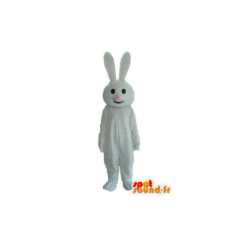 Traje que representa un conejo blanco con la nariz rosada - MASFR003867 - Mascota de conejo