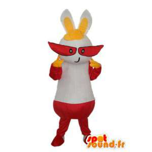 Costume de lapin blanc rouge et jaune avec lunette vampire - MASFR003870 - Mascotte de lapins