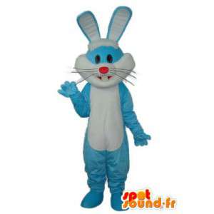 Hvid og blå kanin kostume med rød næse - Spotsound maskot