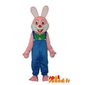 Kostuum wat neerkomt op een blauw konijn het dragen van een rood vest - MASFR003877 - Mascot konijnen