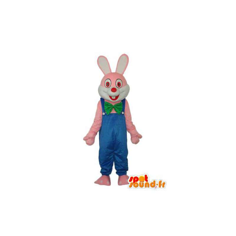 Costume som representerer en blå kanin på seg en rød vest - MASFR003877 - Mascot kaniner