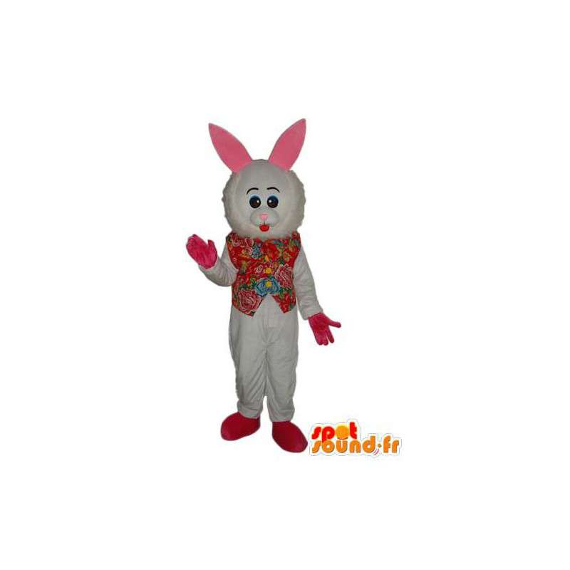 Mascot que representa una cabeza de conejo grande en el chaleco - MASFR003879 - Mascota de conejo