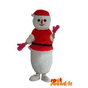 Traje que representa un muñeco de nieve nieve en suéter y gorra roja - MASFR003892 - Mascotas humanas