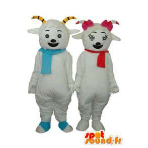 Duo de ovejas blancas sonriendo - Personalizable - MASFR003894 - Ovejas de mascotas