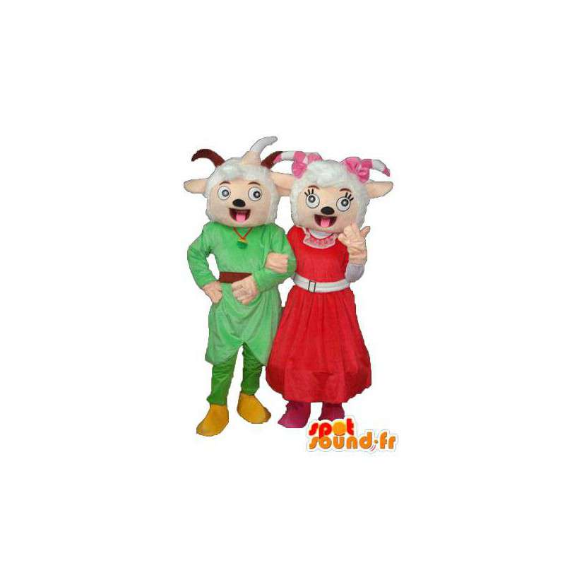 Couple of sheep bleating of happiness - Customizable - MASFR003895 - Mascots sheep