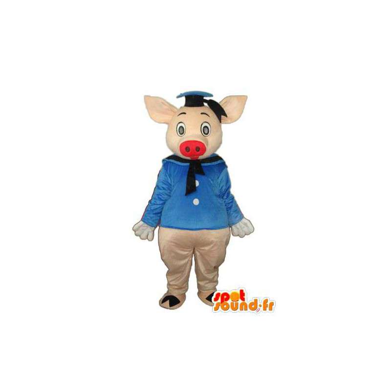 Mascot representando um porco vestido de marinheiro - MASFR003903 - mascotes porco