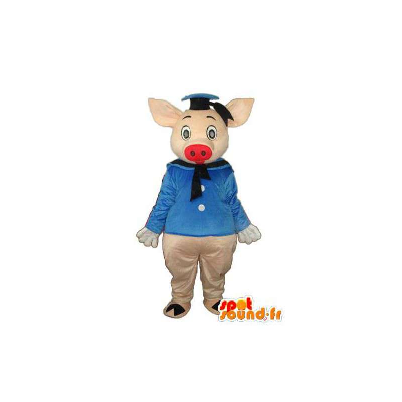 Mascot representing a pig dressed in sailor - MASFR003903 - Mascots pig