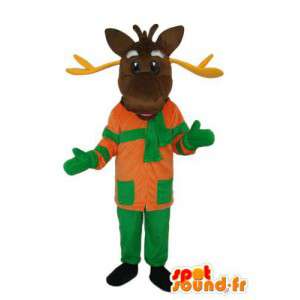 Kostým zobrazující soby drží zelené a oranžové - MASFR003912 - Stag a Doe Maskoti