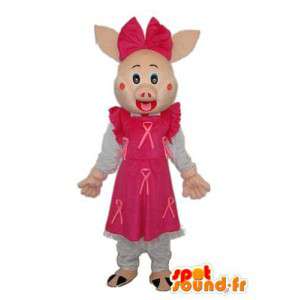 Mascotte ondeugende roze jurk - gevulde stout kostuum  - MASFR003937 - Pig Mascottes