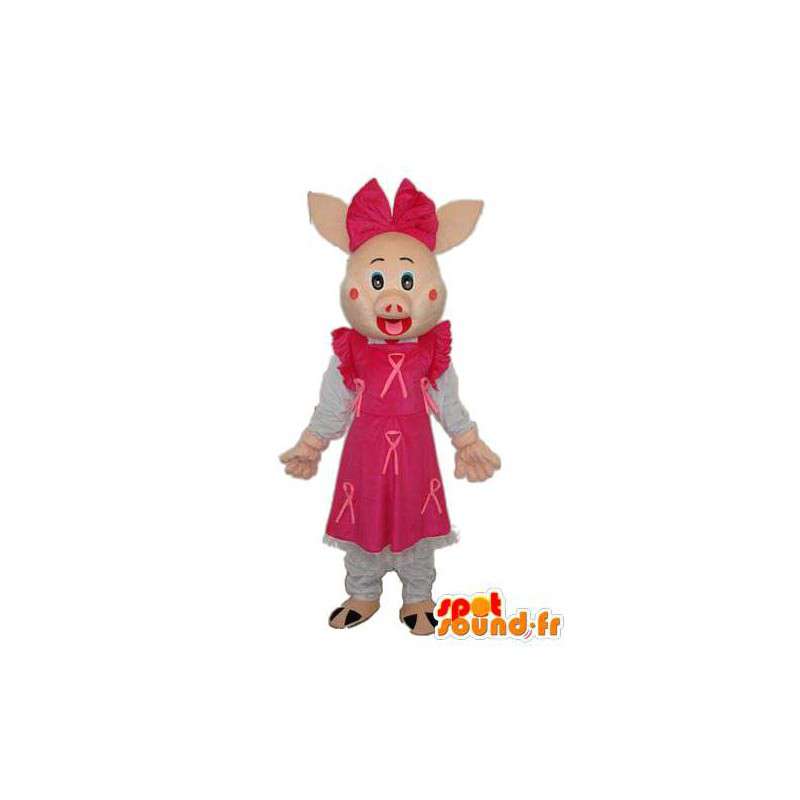 Mascotte ondeugende roze jurk - gevulde stout kostuum  - MASFR003937 - Pig Mascottes