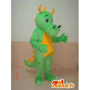 Mascot Dinosaur groene Triceratops met gele hoorns - dino kostuum - MASFR00304 - Dinosaur Mascot