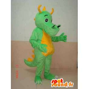 Μασκότ δεινόσαυρος πράσινο Triceratops με κίτρινα κέρατα - Dino κοστούμι - Μασκότ δεινοσαύρων - MASFR00304 - SpotSound.fr