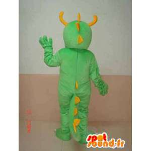 Grøn triceratops dinosaur maskot med gule horn - dino kostume -