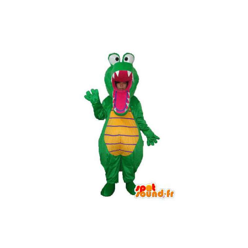 Grønn krokodille maskot plysj gul - Crocodile Costume  - MASFR003954 - Mascot krokodiller