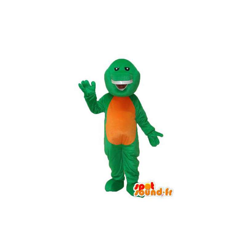 緑とオレンジのワニのマスコット-ワニの衣装-MASFR003961-ワニのマスコット