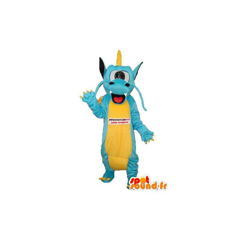 Amarelo mascote dragão azul - traje do dragão - MASFR003967 - Dragão mascote