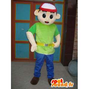 Camisa verde da mascote do menino com cap - acessórios expressas - MASFR00306 - Mascotes Boys and Girls