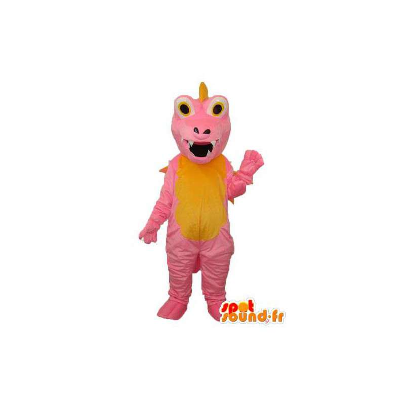 Růžový drak maskot a žlutá - drak kostým teddy - MASFR003970 - Dragon Maskot