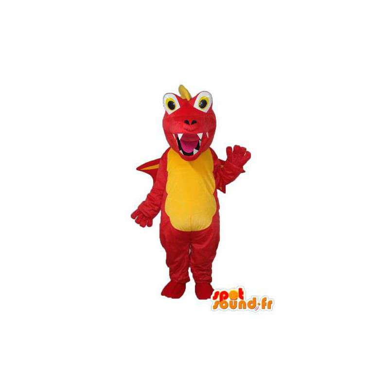 Mascotte de dragon rouge et jaune – costume de dragon  - MASFR003975 - Mascotte de dragon