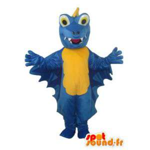 Blå gul plyschdrakemaskot - drakekostym - Spotsound maskot
