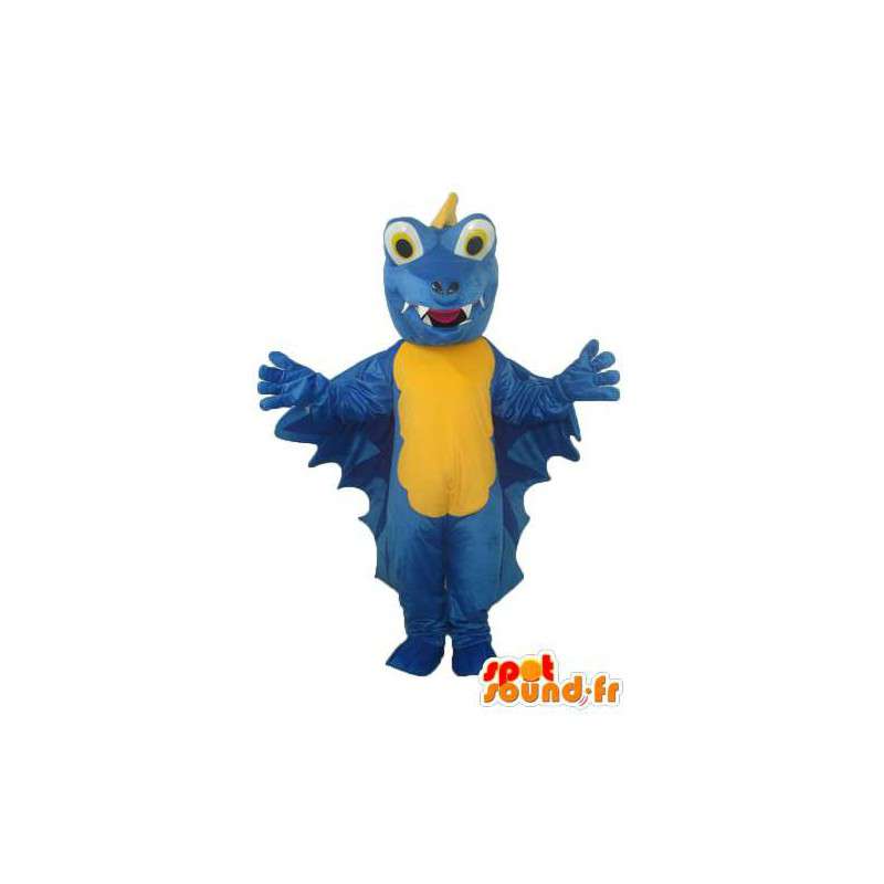 Mascottekostuum blauwe gele draak in peluche - Dragon mascotte - MASFR003977 - SpotSound.fr