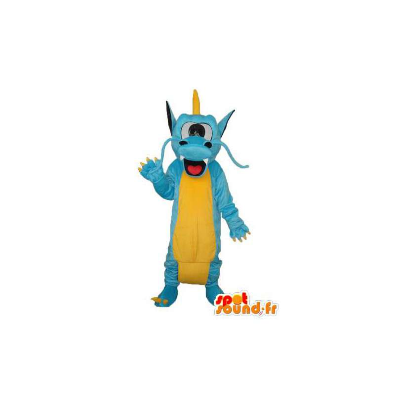 Himmelblå och gul drakmaskot - drakedräkt - Spotsound maskot