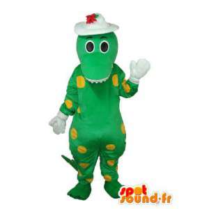 Ervilhas amarelas dragão mascote verdes - traje do dragão verde - MASFR003982 - Dragão mascote