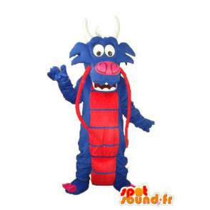 Mascottekostuum blauwe rode draak in peluche - Dragon mascotte - MASFR003986 - SpotSound.fr