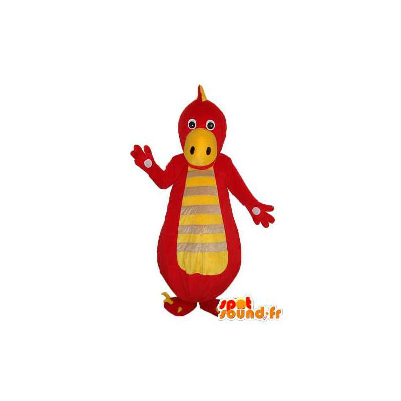 Mascotte de dragon rouge jaune et beige – costume de dragon  - MASFR003989 - Mascotte de dragon