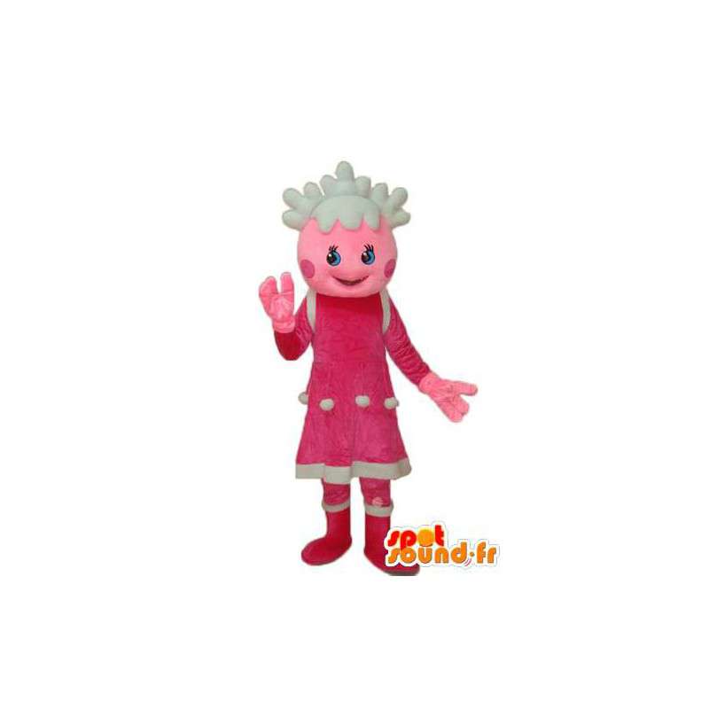 Flickamaskot i rosa klänning - Flickadräkt - Spotsound maskot