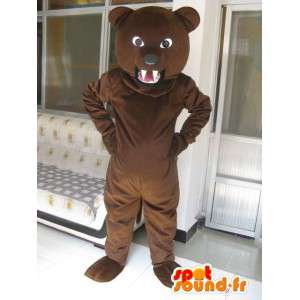 Mascotte ours marron foncé classique et grognon - Peluche ourson - MASFR00310 - Mascotte d'ours