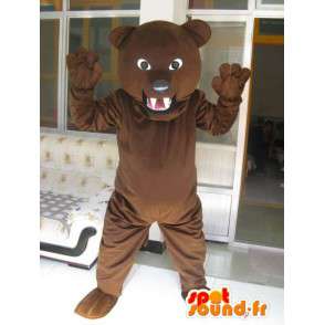 Classic dark brown bear mascot and grumpy - Plush Bear - MASFR00310 - Bear mascot