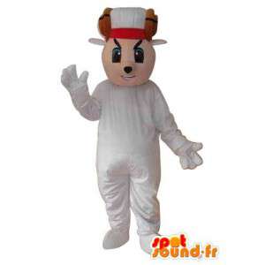 Mascotte de personnage souris beige chemise vêtement blanc - MASFR004044 - Mascotte de souris