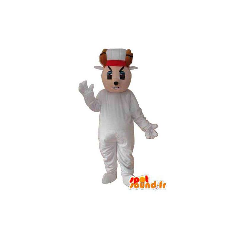 Beige paita vaatteet valkoinen hiiri maskotti merkki - MASFR004044 - hiiri Mascot