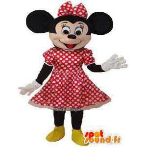 θηλυκό μασκότ του ποντικιού με κόκκινο φόρεμα με λευκό πουά - MASFR004048 - Mickey Mouse Μασκότ