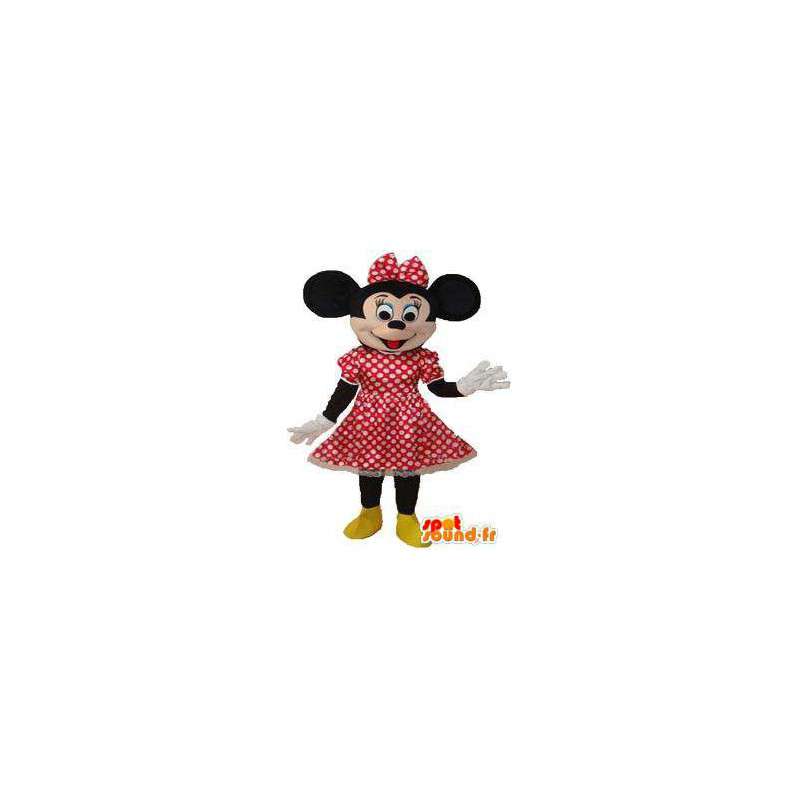 Topi femmina con abito mascotte rosso con puntini bianchi - MASFR004048 - Mascotte di Topolino